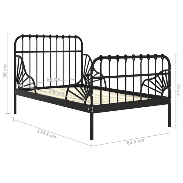 vidaXL Extendable Daybed Black Metal 80x130/200 cm