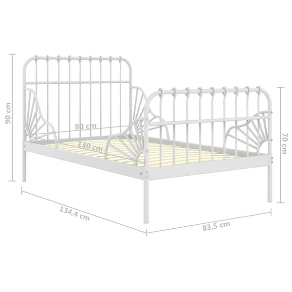vidaXL Extendable Daybed White Metal 80x130/200 cm