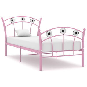 vidaXL Single Bed with Football Design Pink Metal 90x200 cm