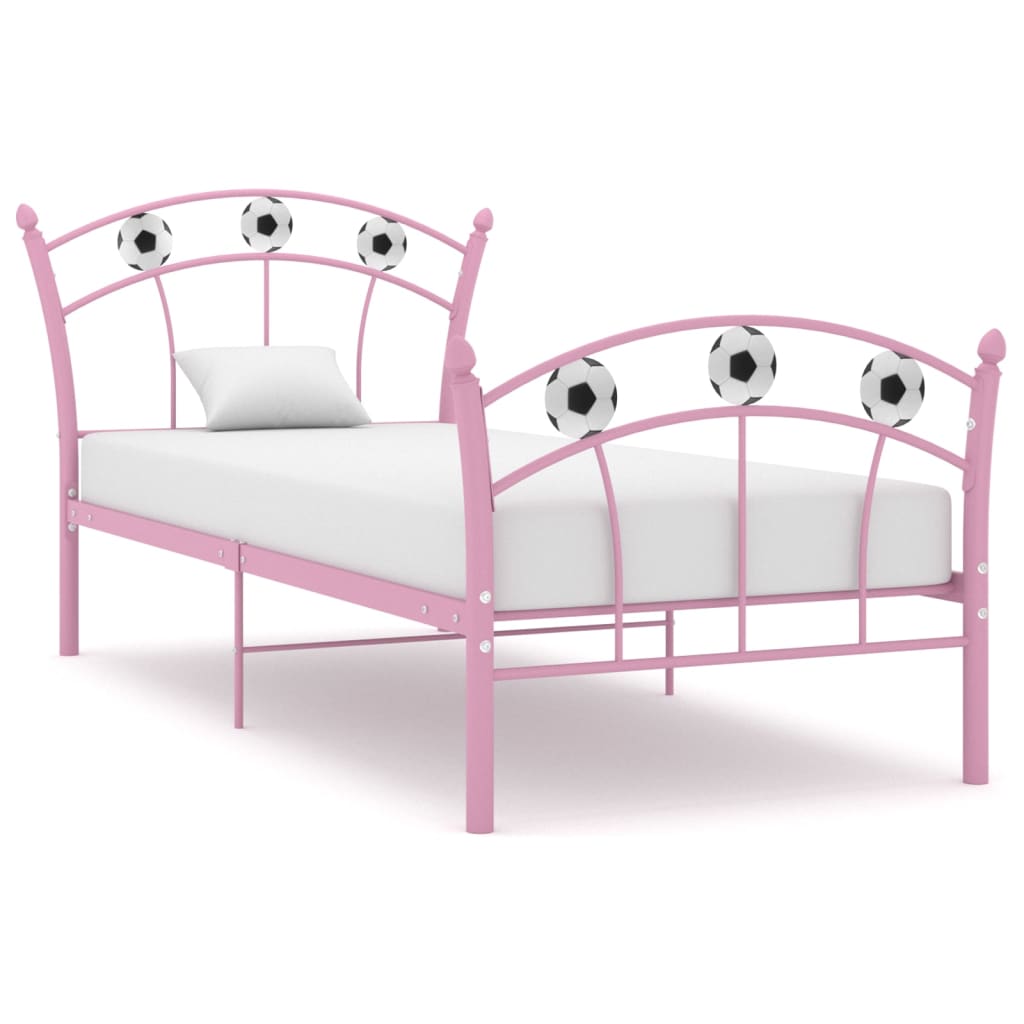 vidaXL Single Bed with Football Design Pink Metal 90x200 cm