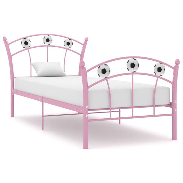 vidaXL Single Bed with Football Design Pink Metal 90x200 cm