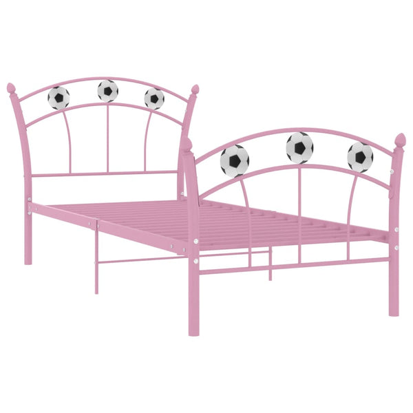 vidaXL Single Bed with Football Design Pink Metal 90x200 cm