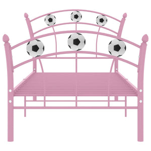 vidaXL Single Bed with Football Design Pink Metal 90x200 cm