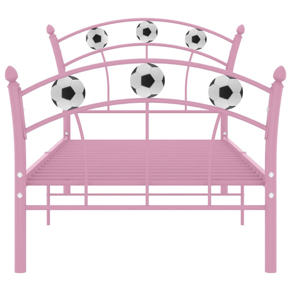 vidaXL Single Bed with Football Design Pink Metal 90x200 cm