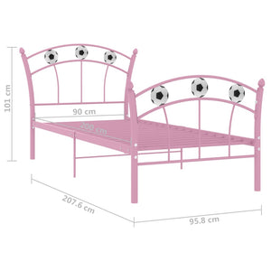 vidaXL Single Bed with Football Design Pink Metal 90x200 cm
