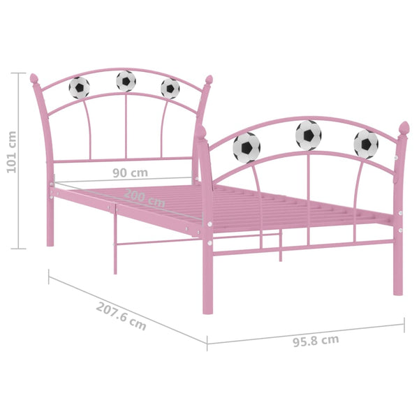 vidaXL Single Bed with Football Design Pink Metal 90x200 cm