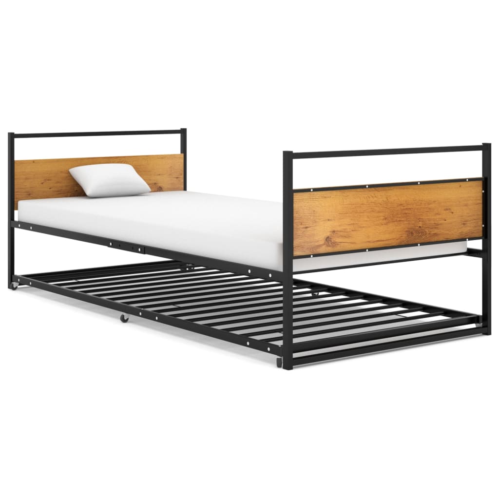 vidaXL Extendable Daybed Black Metal 90x200 cm