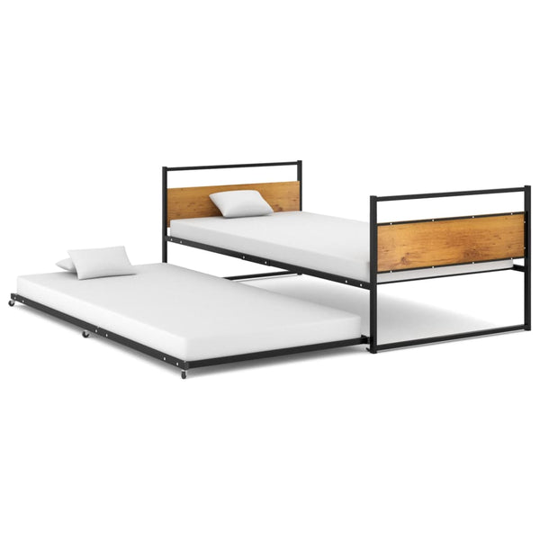 vidaXL Extendable Daybed Black Metal 90x200 cm
