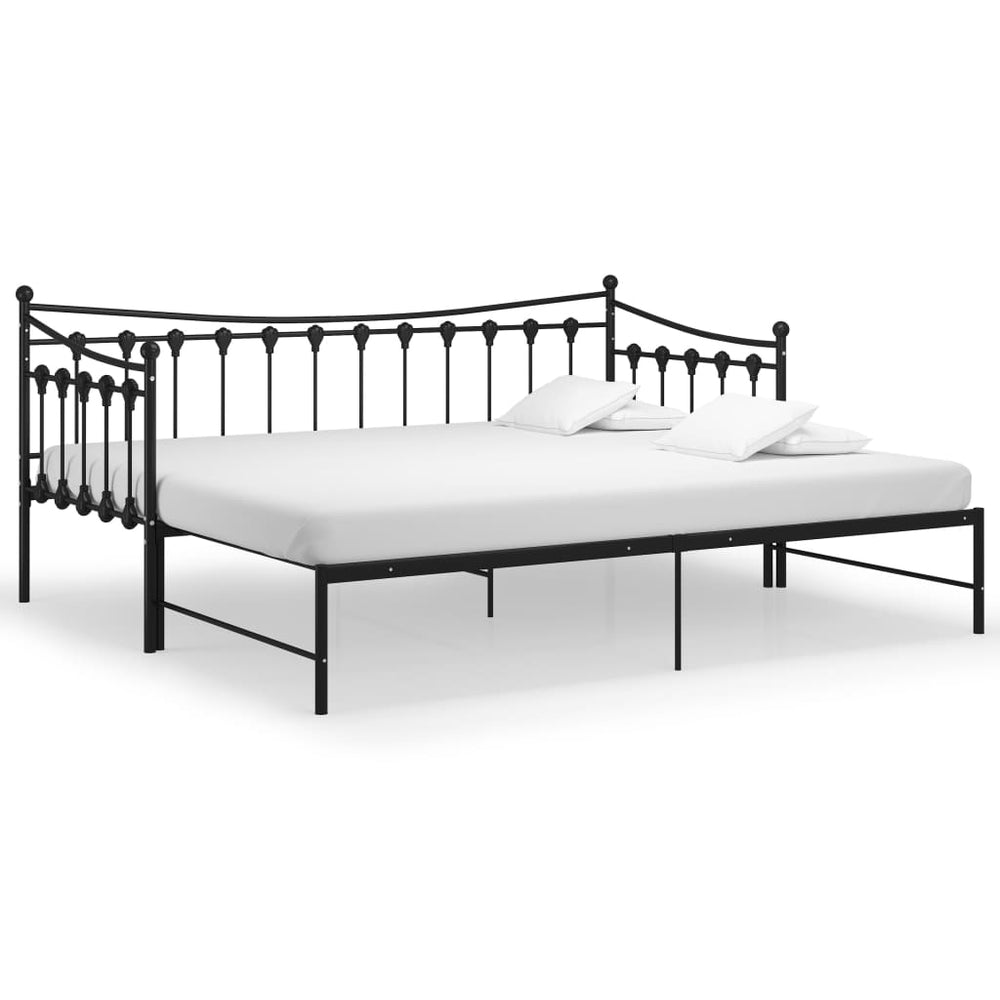 vidaXL Extendable Sofa Bed Frame Black Metal 90x200 cm