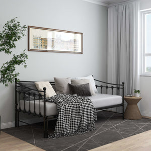 vidaXL Extendable Sofa Bed Frame Black Metal 90x200 cm