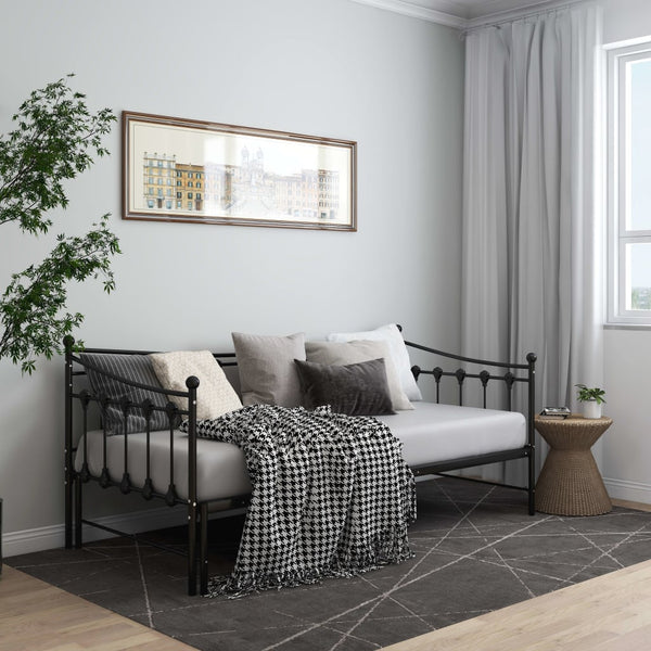 vidaXL Extendable Sofa Bed Frame Black Metal 90x200 cm