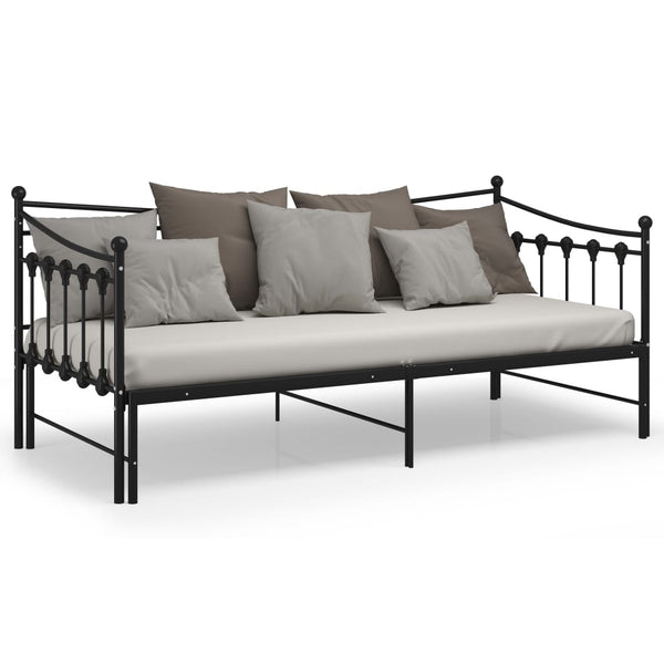 vidaXL Extendable Sofa Bed Frame Black Metal 90x200 cm