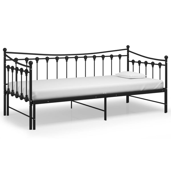 vidaXL Extendable Sofa Bed Frame Black Metal 90x200 cm