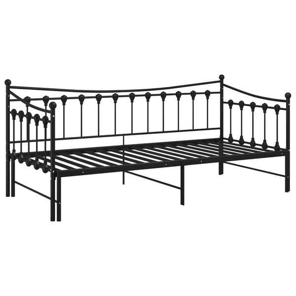vidaXL Extendable Sofa Bed Frame Black Metal 90x200 cm