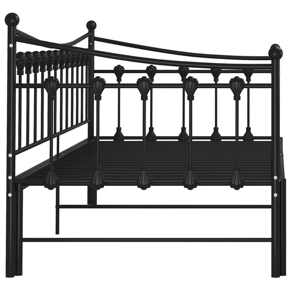 vidaXL Extendable Sofa Bed Frame Black Metal 90x200 cm