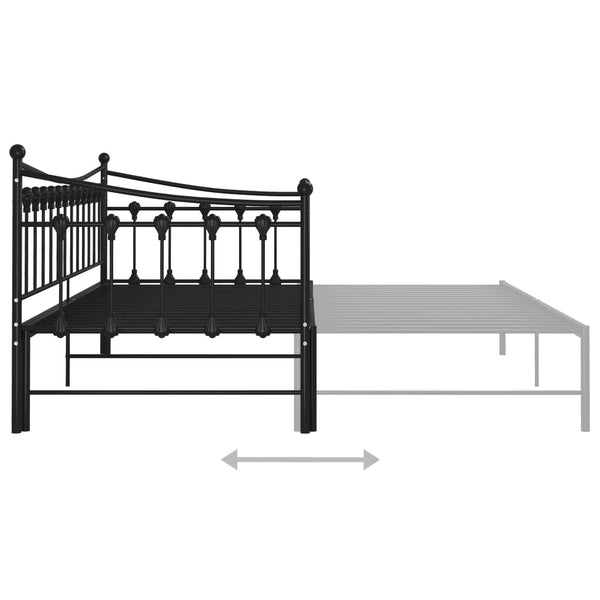 vidaXL Extendable Sofa Bed Frame Black Metal 90x200 cm