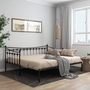 vidaXL Extendable Sofa Bed Frame Black Metal 90x200 cm