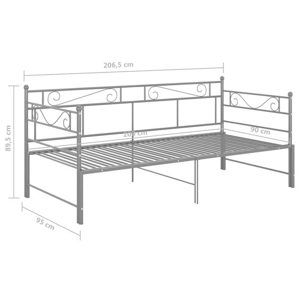 vidaXL Extendable Daybed Gray Metal 90x200 cm