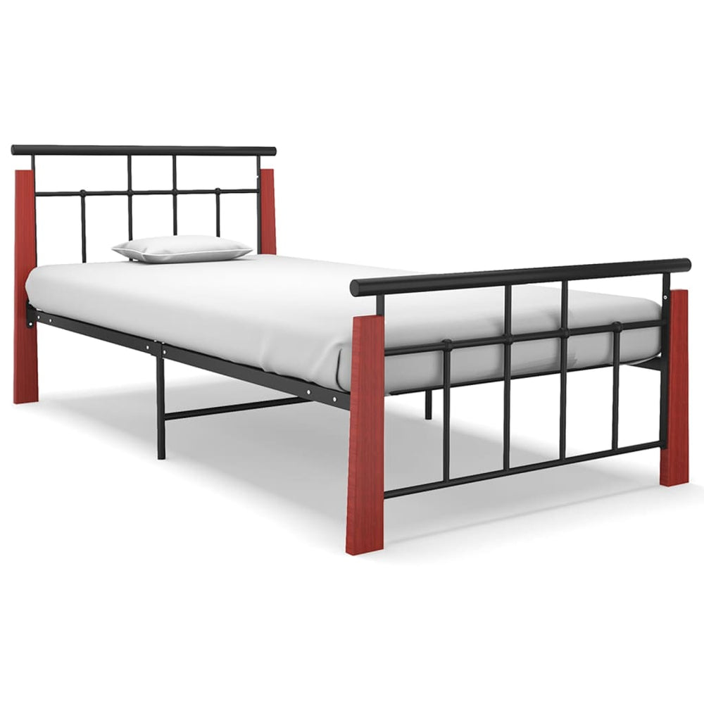 vidaXL Metal Bed Frame and Solid Oak 90x200 cm