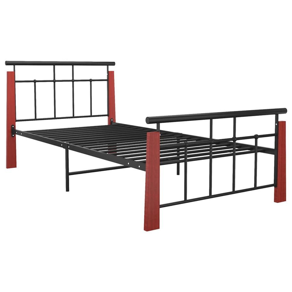 vidaXL Metal Bed Frame and Solid Oak 90x200 cm