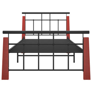 vidaXL Metal Bed Frame and Solid Oak 90x200 cm