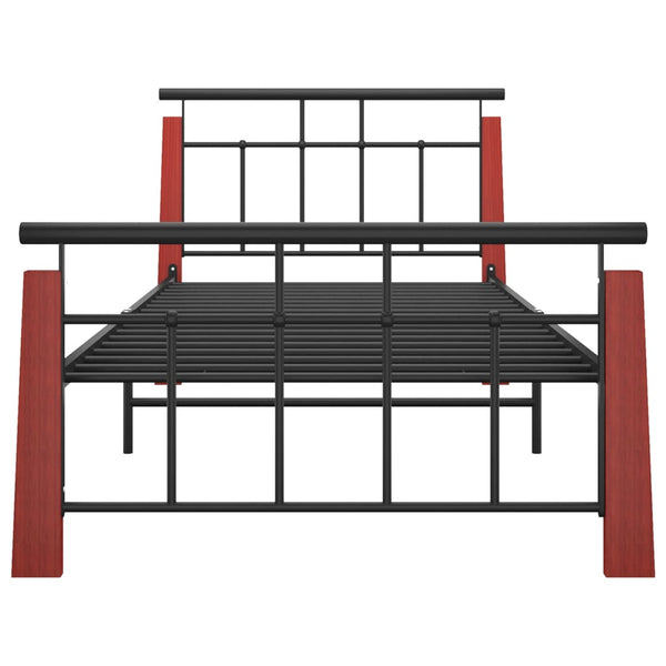 vidaXL Metal Bed Frame and Solid Oak 90x200 cm