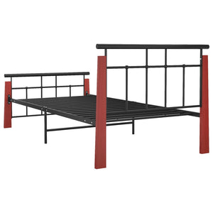 vidaXL Metal Bed Frame and Solid Oak 90x200 cm