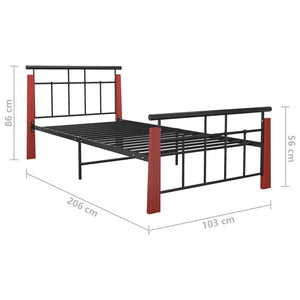 vidaXL Metal Bed Frame and Solid Oak 90x200 cm