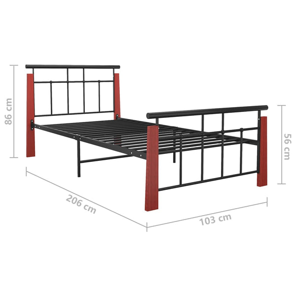 vidaXL Metal Bed Frame and Solid Oak 90x200 cm