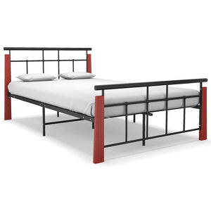 vidaXL Bed Frame Metal and Solid Oak Wood 120x200 cm