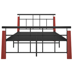 vidaXL Bed Frame Metal and Solid Oak Wood 120x200 cm