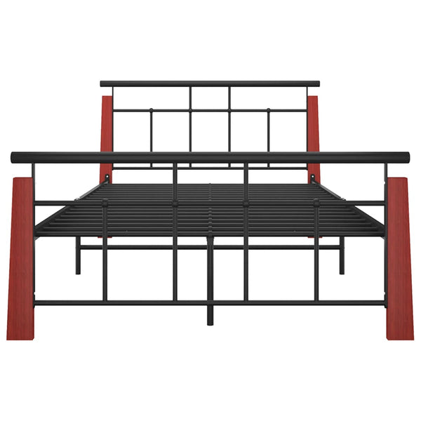 vidaXL Bed Frame Metal and Solid Oak Wood 120x200 cm
