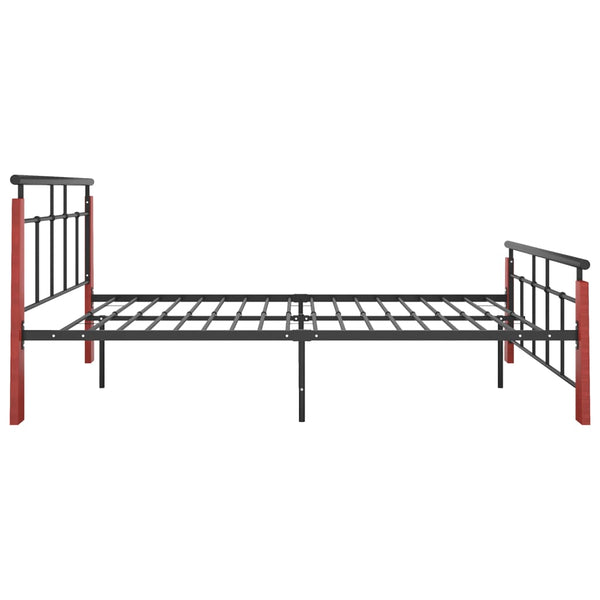 vidaXL Bed Frame Metal and Solid Oak Wood 120x200 cm