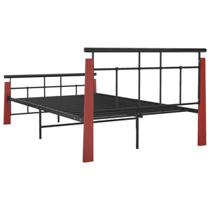 vidaXL Bed Frame Metal and Solid Oak Wood 120x200 cm