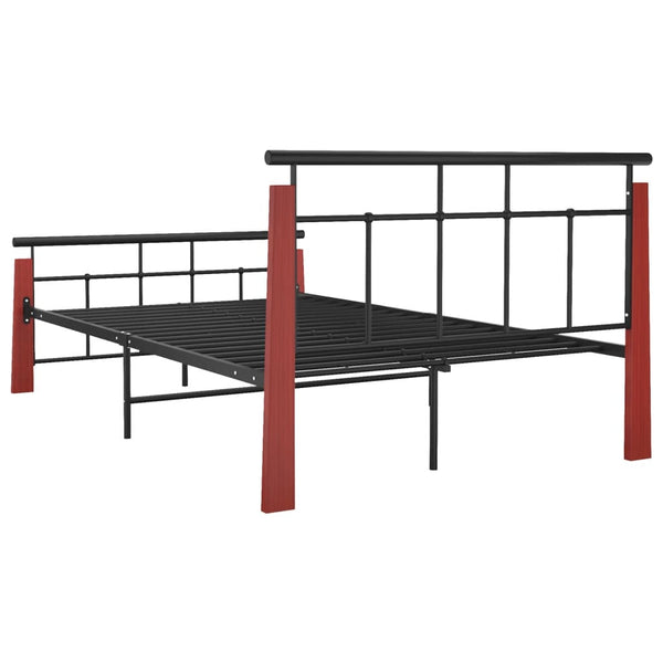 vidaXL Bed Frame Metal and Solid Oak Wood 120x200 cm