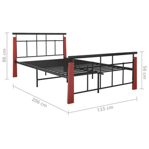 vidaXL Bed Frame Metal and Solid Oak Wood 120x200 cm
