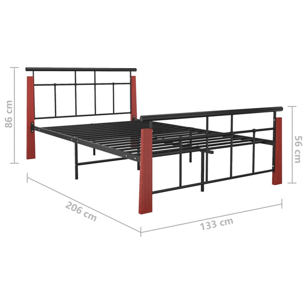 vidaXL Bed Frame Metal and Solid Oak Wood 120x200 cm