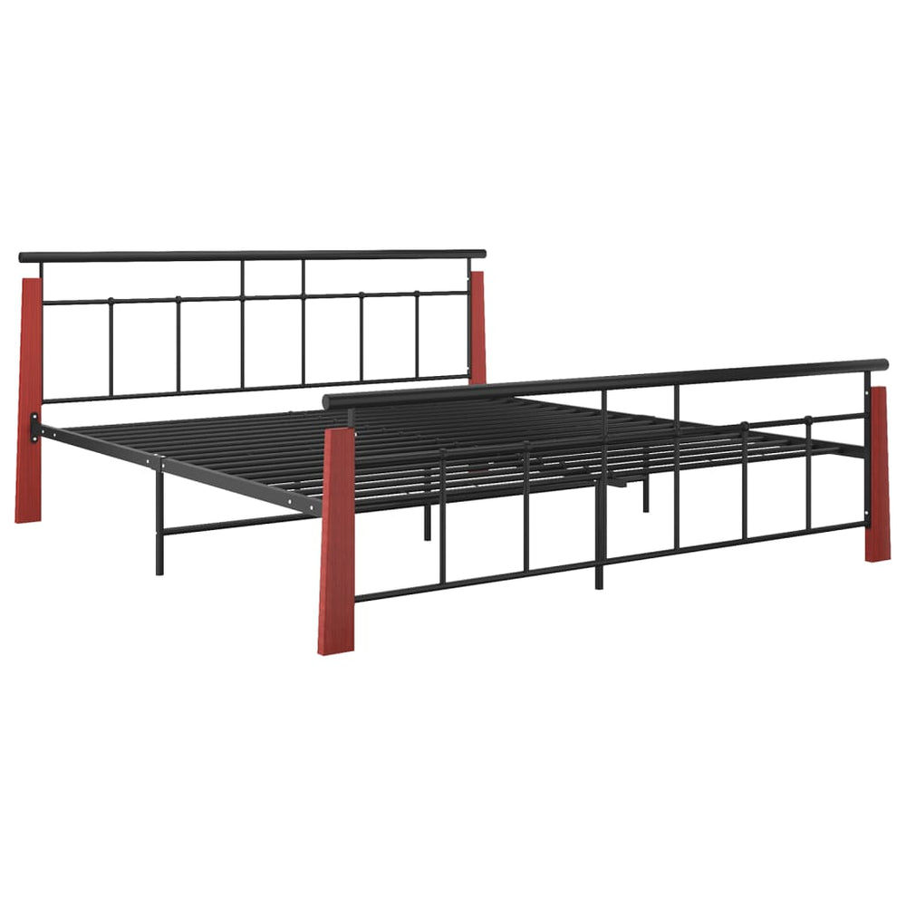 vidaXL Bed Frame Metal and Solid Oak Wood 180x200 cm