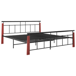 vidaXL Bed Frame Metal and Solid Oak Wood 180x200 cm