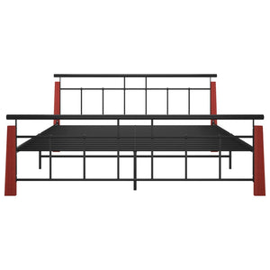 vidaXL Bed Frame Metal and Solid Oak Wood 180x200 cm