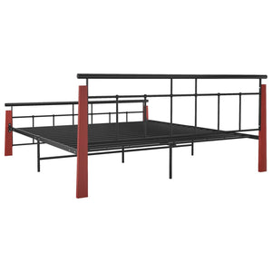 vidaXL Bed Frame Metal and Solid Oak Wood 180x200 cm