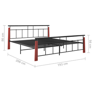 vidaXL Bed Frame Metal and Solid Oak Wood 180x200 cm