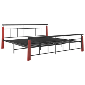 vidaXL Bed Frame Metal and Solid Oak Wood 200x200 cm