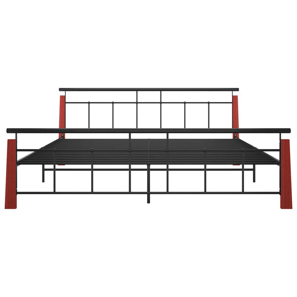 vidaXL Bed Frame Metal and Solid Oak Wood 200x200 cm