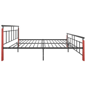 vidaXL Bed Frame Metal and Solid Oak Wood 200x200 cm