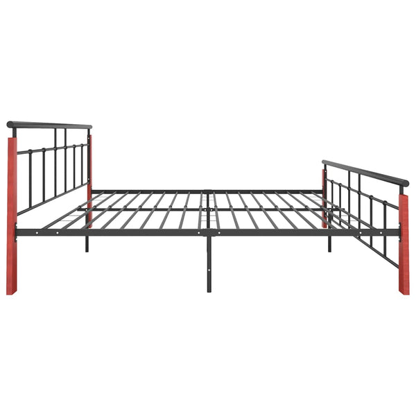 vidaXL Bed Frame Metal and Solid Oak Wood 200x200 cm