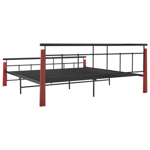 vidaXL Bed Frame Metal and Solid Oak Wood 200x200 cm