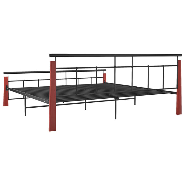 vidaXL Bed Frame Metal and Solid Oak Wood 200x200 cm
