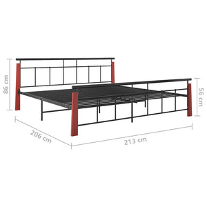 vidaXL Bed Frame Metal and Solid Oak Wood 200x200 cm