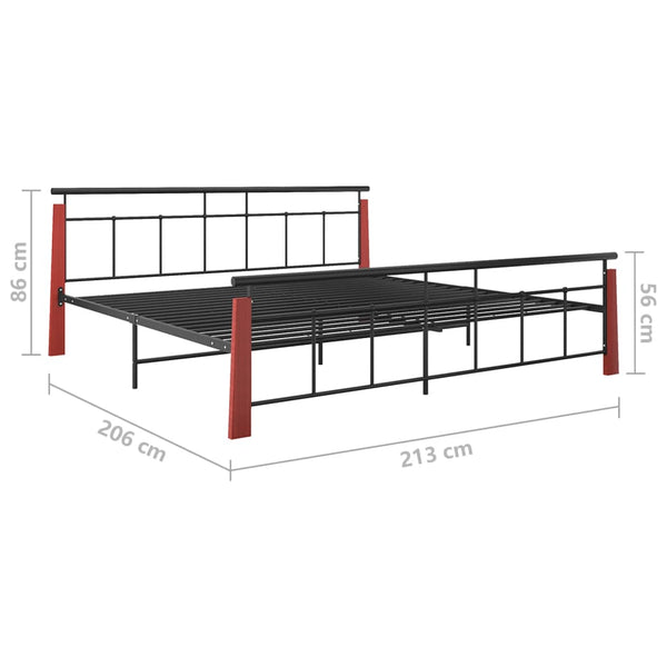 vidaXL Bed Frame Metal and Solid Oak Wood 200x200 cm